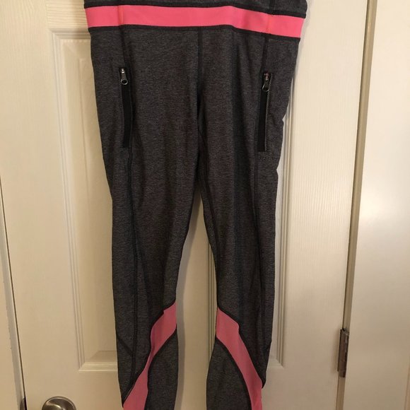 Grey and Pink Lululemon Workout Leggings - Picture 1 of 5